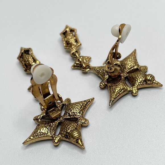 Rare Gold Tone Vintage Brown AB Glass Rhinestone Necklace Bracelet Earrings Set - Picture 7 of 9